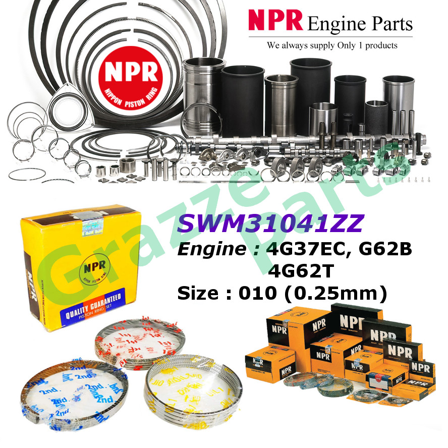NPR Piston Ring Set 010 (0.25mm) SWM31041ZZ for Mitsubishi Galant YF41 1.8 4G37 (80.6mm)