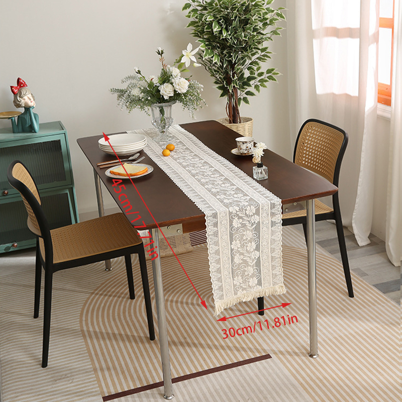 Xinyi3 Bàn Ăn Dài Mặt rỗng cờ ren tua cổ điển Bàn cà phê Mỹ