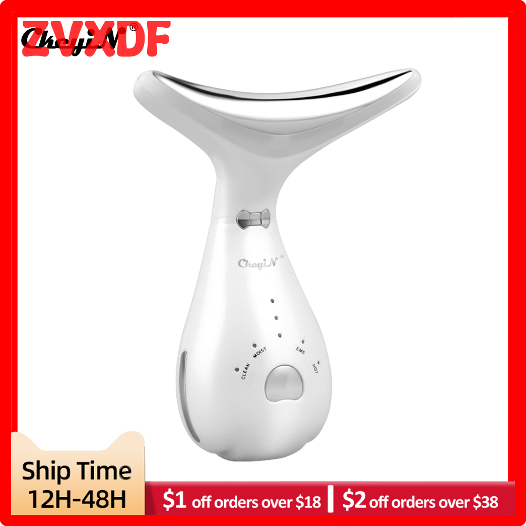 HOT⑧⑧ Ckeyin Nek Gezicht Schoonheid Apparaat Gezichtsmassager Led Foton Huidverzorgingsmachine Gezicht Tillen Verstevigende Nekrimpel Verwijderen Whitening