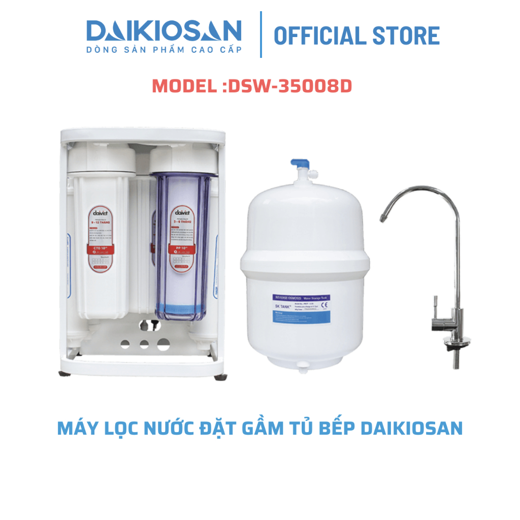 Máy Lọc Nước Đặt Gầm Tủ bếp Daikiosan DSW-35008D - 08 cấp lọc BH 02 năm
