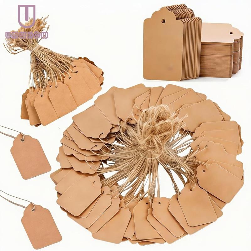 600 PCS Small Price Tags with String Attached Brown Blank Hang &amp Gift Tags for Clothing Jewelry Retail Yard Sale Tool