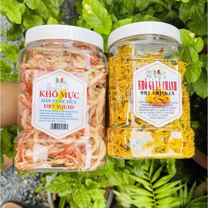 500G MỰC HẤP DỪA XÉ SỢI + 500G KHÔ GÀ LÁ CHANH