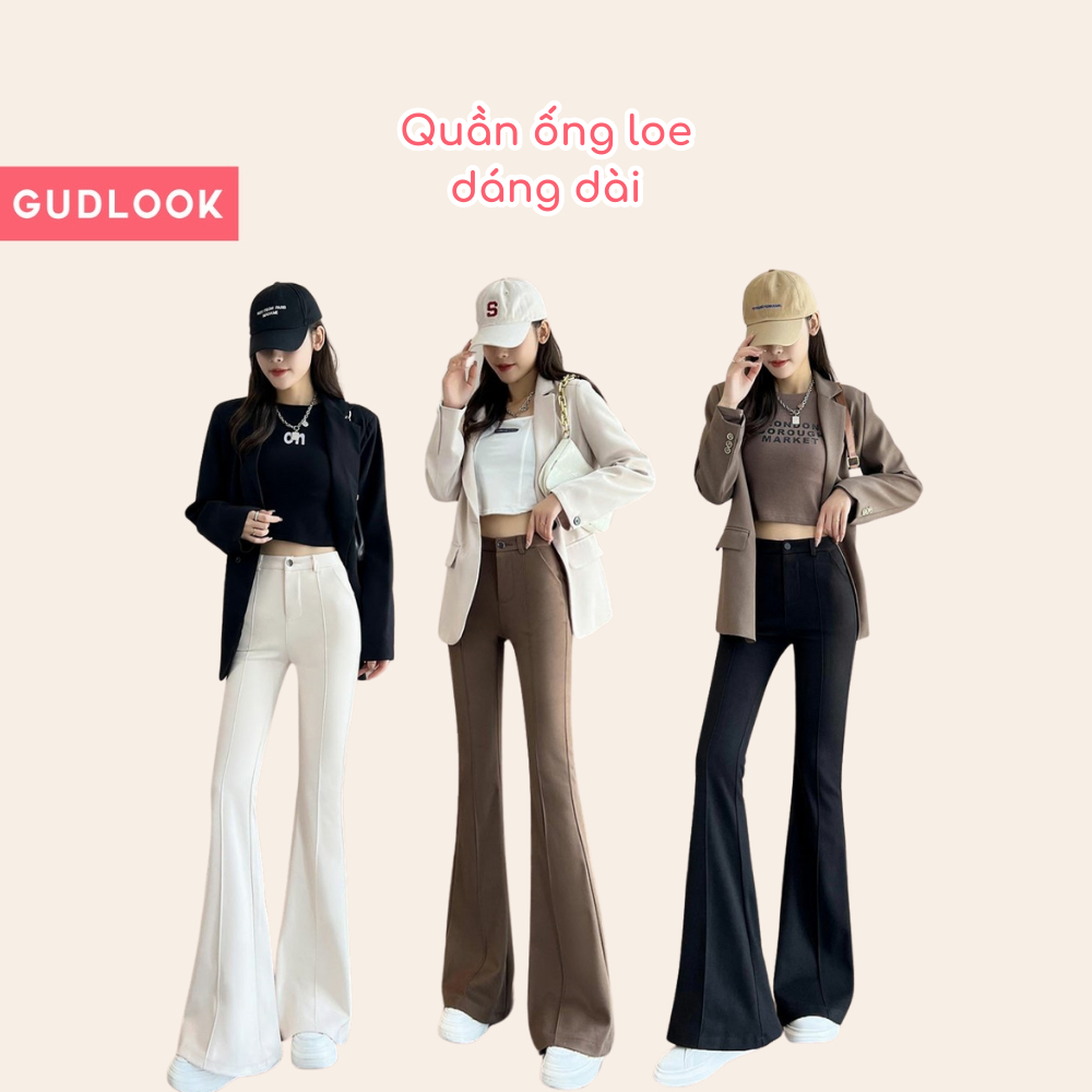 Quần Legging Nữ Ống Loe GUDLOOK Cạp Cao Co Giãn Tôn Dáng