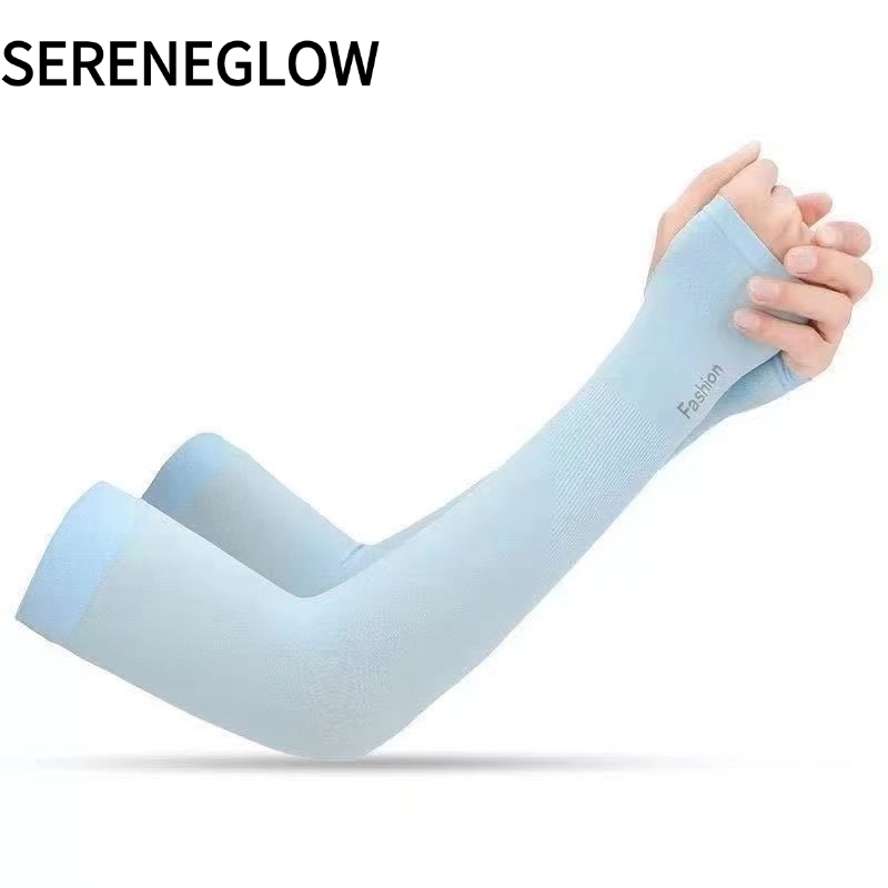 SERENEGLOW Summer Cooling Arm Sleeves UV Protection Ice Silk Long Sleeve Gloves for Men and Women Driving Sunscreen Fashion ราคา 12 บาท*ส่งฟรี