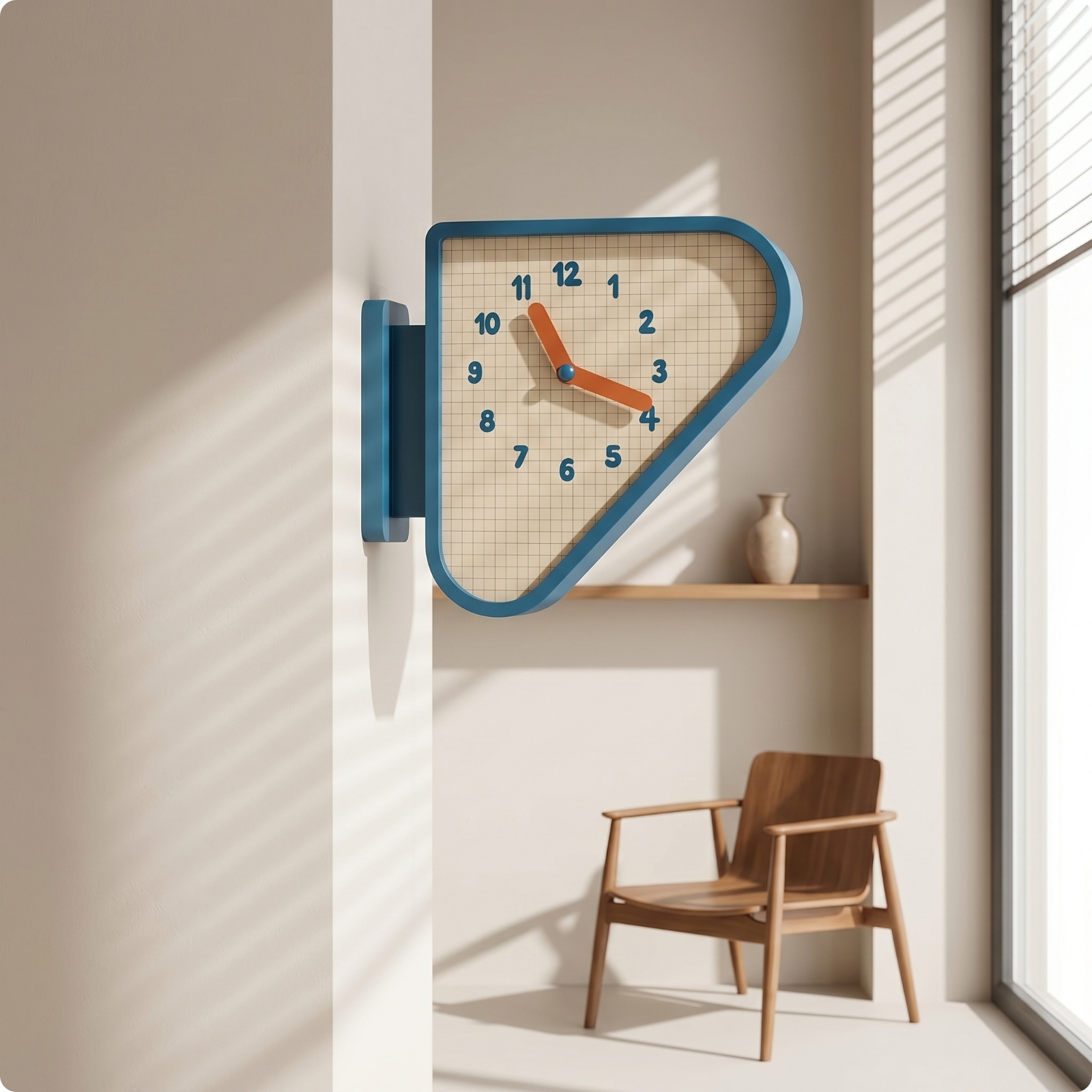 Dolity Space-Saving Corner Wall Clock Bohemian Triangular Wall Clock Compact Mid-Century Modern for Living Room Apartment