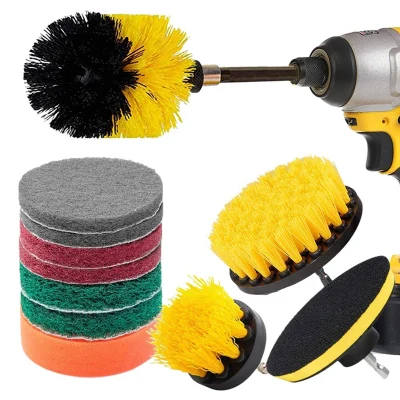 12 Piece Drill Brush Scrub Pads Power Scrubber Brush with Extended Long Attachment All Purpose-Cleaner Scrubbing Cordless Drill for Cleaning Pool Tile