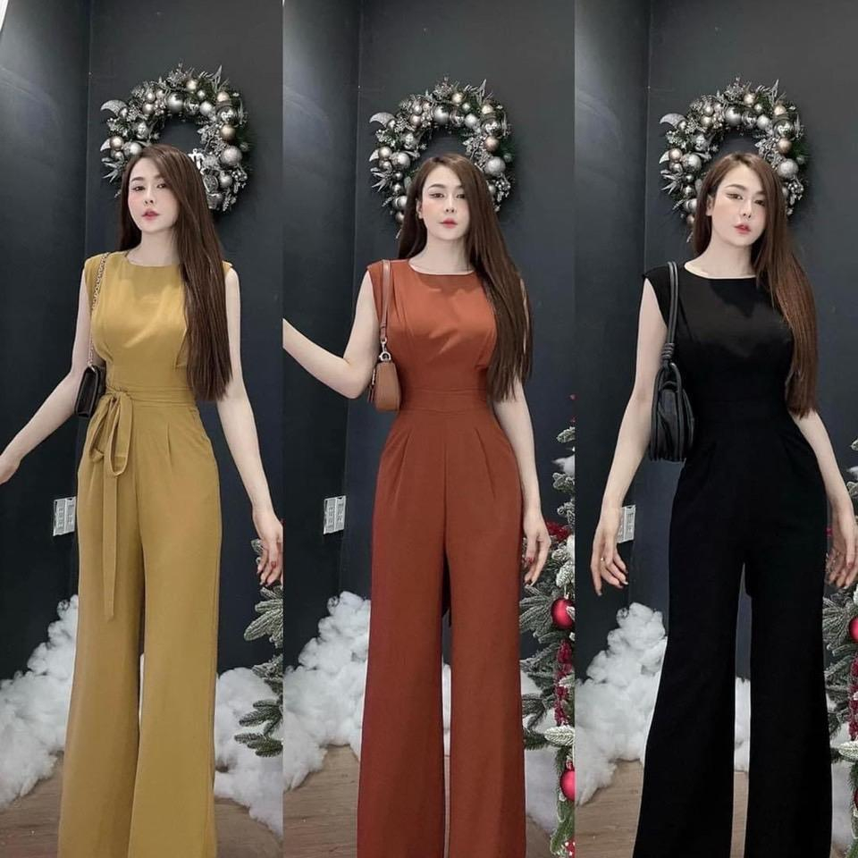 Jump/Bộ liền thân ống rộng cột dây nơ 3 màu
