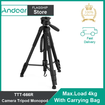 Andoer TTT-666R Camera Tripod Monopod Travel Portable Lightweight Tripod for Canon Nikon DV DSLR Camcorder with Carry Bag Max.Load 4kg