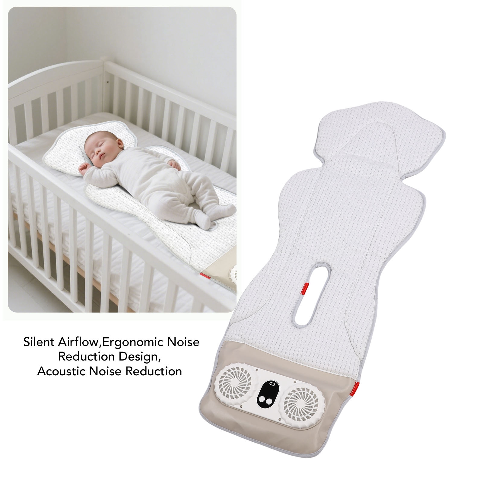 Mingzhe BABY STROLLER COOLING PAD WITH TWO FANS DIGITAL DISPLAY RECHARGEABLE SLIP PROOF FOR COMFORTABLE RIDE