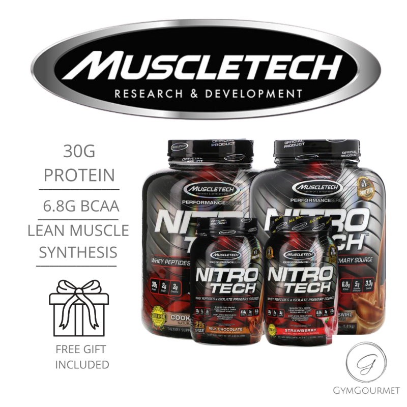 Buy Muscletech, NitroTech, Whey Peptides & Isolate Primary Source,All Flavours (2/4ibs) Free Gift Singapore
