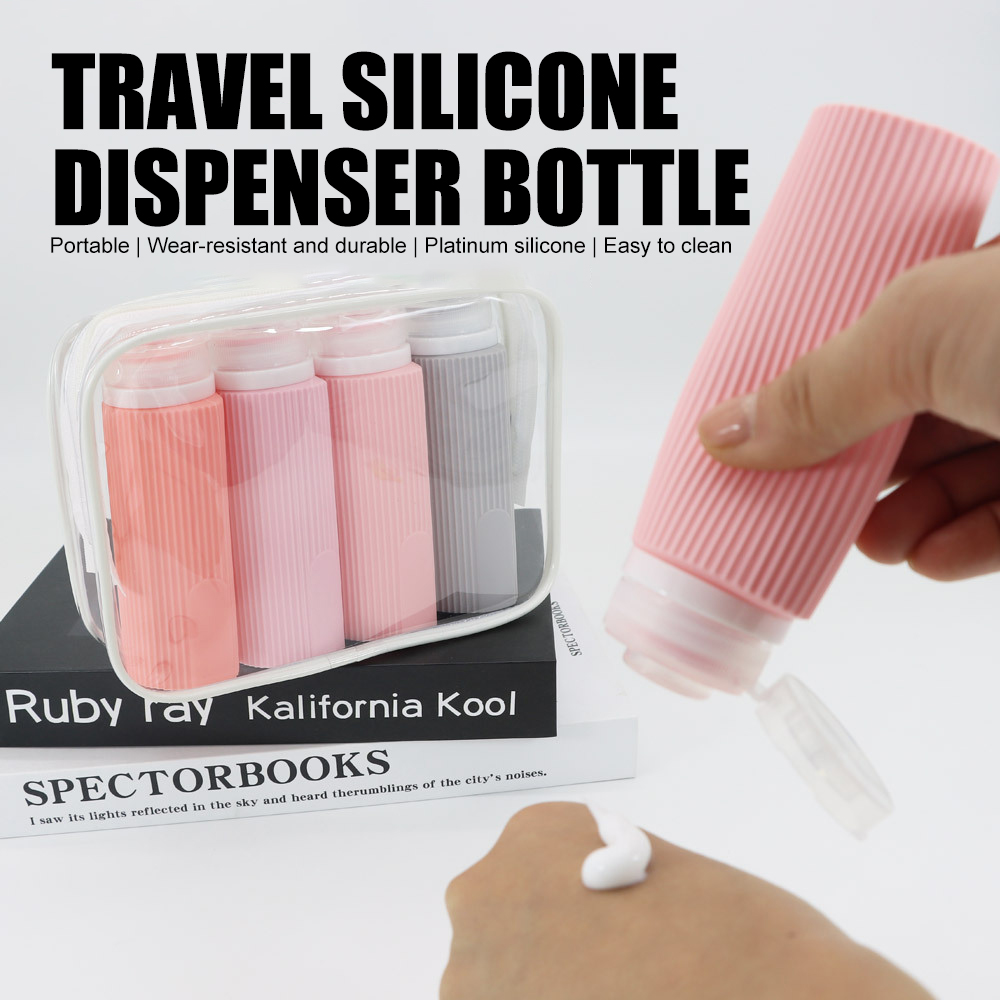 100ml chai du lịch Silicon xách tay dầu gội Gel tắm Hộp đựng mỹ phẩm du lịch chai chống rò rỉ có thể ép container tái sử dụng với túi đựng đồ vệ sinh cá nhân trong suốt