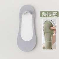 ECMLN Invisible Boat Socks for Women Padded Bottom Soft Sponge Non-slip Shock-absorbing Ice Silk Low-cut High Heel Socks