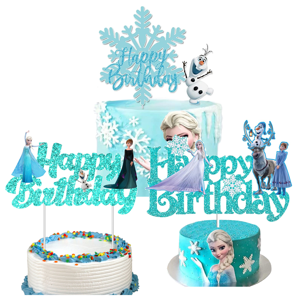 【Best value】 Frozen Elsa Anna Happy Birthday Cake Per Tangled Rapunzel Cake Decor Girl Children Birthday Party Supplies