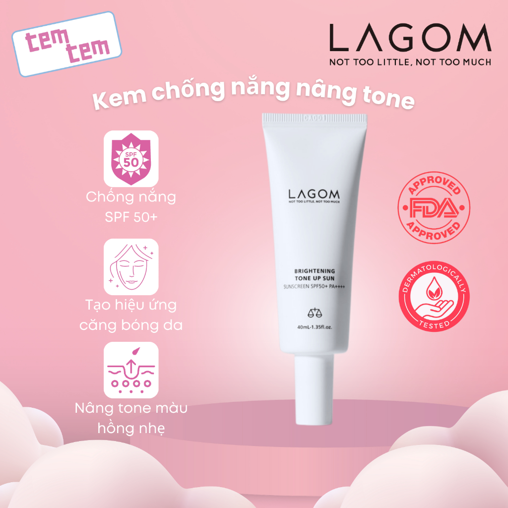 Kem chống nắng nâng tone da LAGOM Brightening Tone-Up Line 40ML