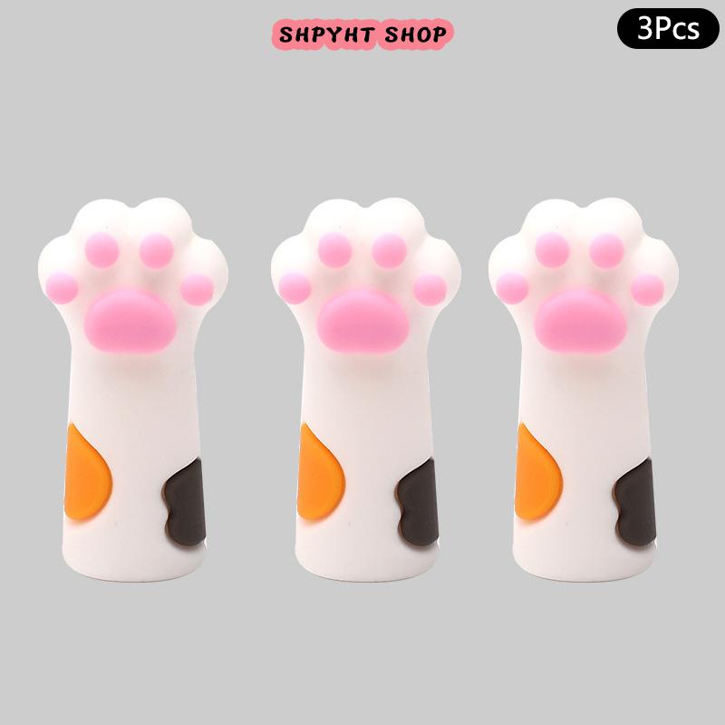 3Pcs Lovely Cat Paw Pencil Cap Cute Pen Topper Covers Stoppers Needles Point Silicone Protector Pencil Extender School Supplies