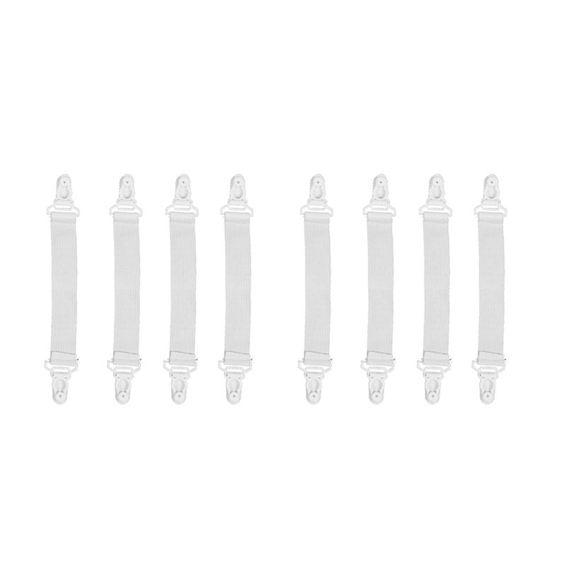 8 Pcs Home White Elastic Mattress Bed Sheet Grippers Clips