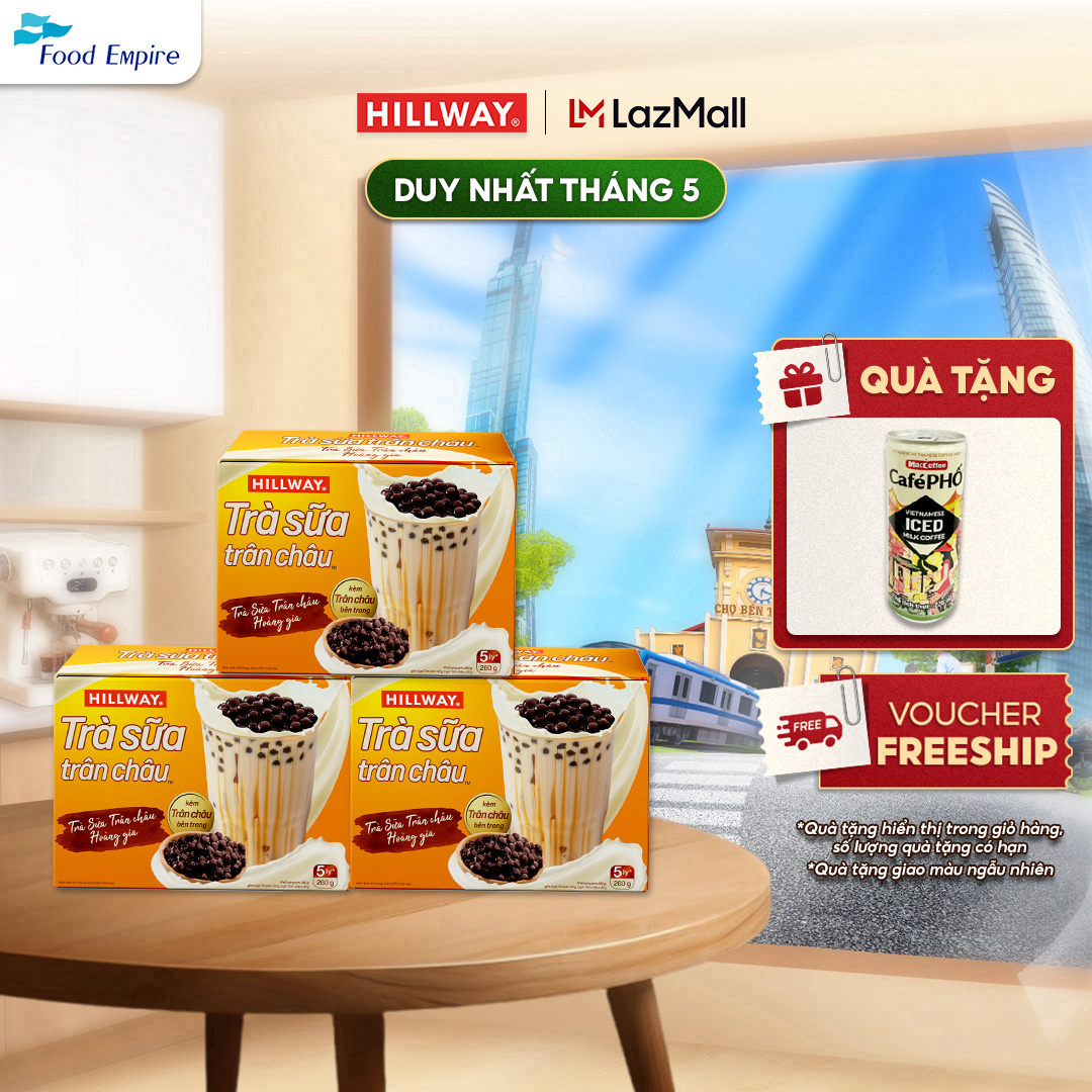 Combo 3 hộp Trà Sữa Trân Châu Hoà Tan - Hillway - Vị Truyền Thống