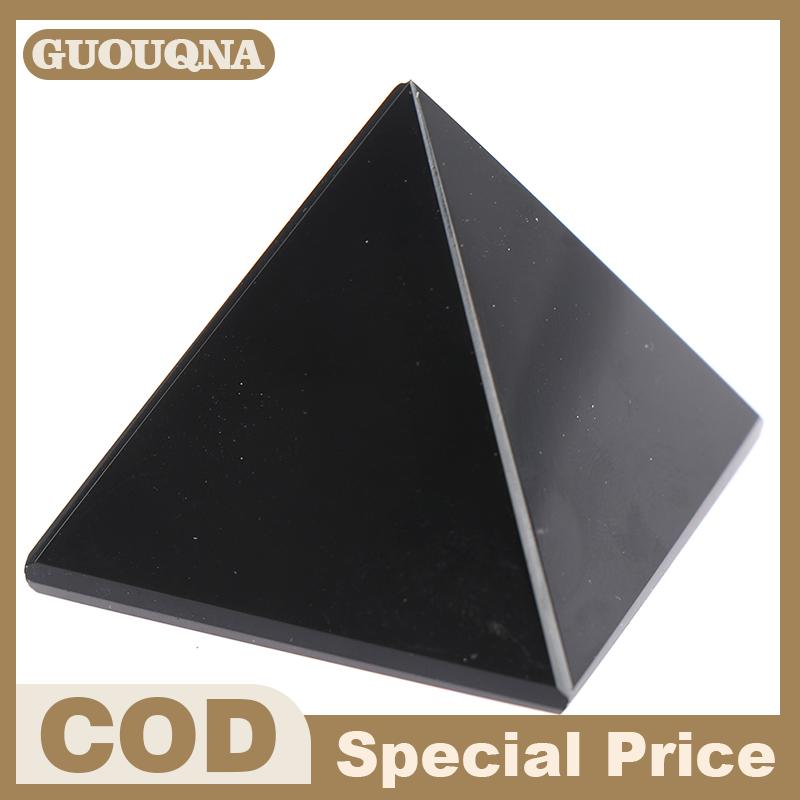 GUOUQNA Obsidian Pyramid ธรรมชาติขัดเงาพื้นผิวบ้านเครื่องประดับตกแต่งโต๊ะ