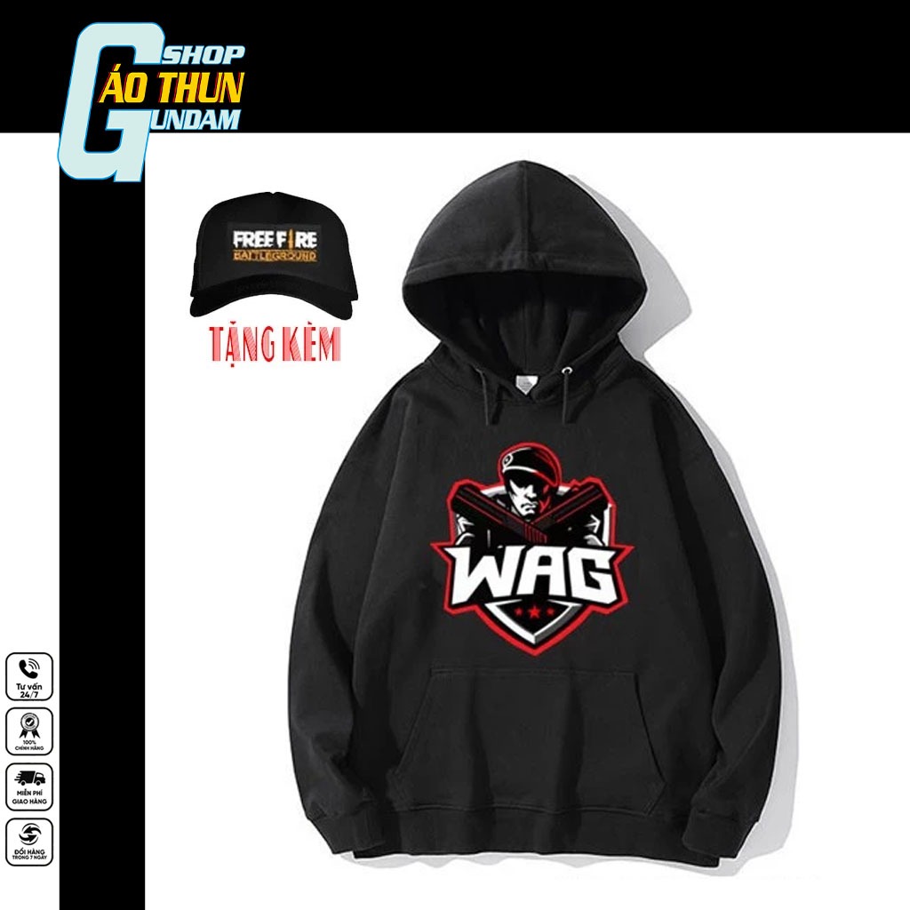 Áo Hoodie Free Fire Team Wag Peo tặng kèm nón