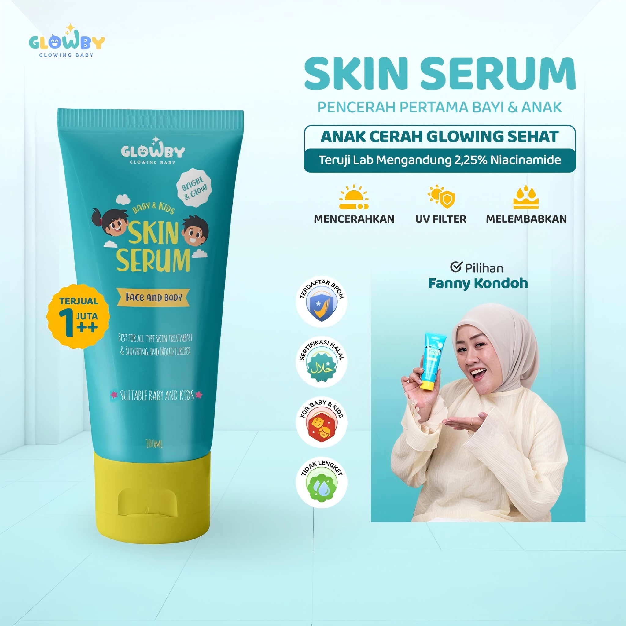 Glowby Skin Serum Anak 2 IN 1 Face and Body Serum Pencerah Kulit body lotion cream badan dan wajah Untuk Kulit Bayi dan Anak 100ml