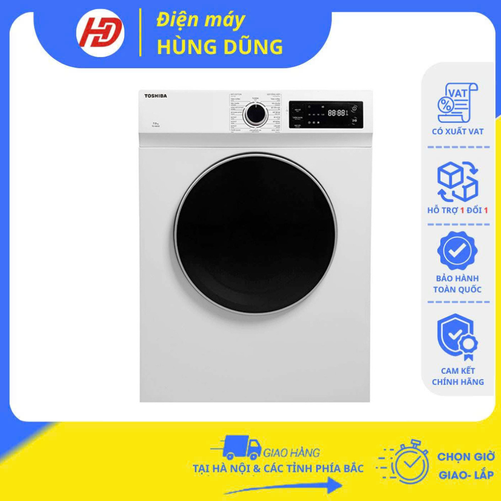 [SHIP HỎA TỐC 2H TẠI HÀ NỘI ] Máy Sấy Thông Hơi 7kg Toshiba TD-H80SEV(WK) Màu Trắng/TD-H80SEV(SK) Màu Ghi