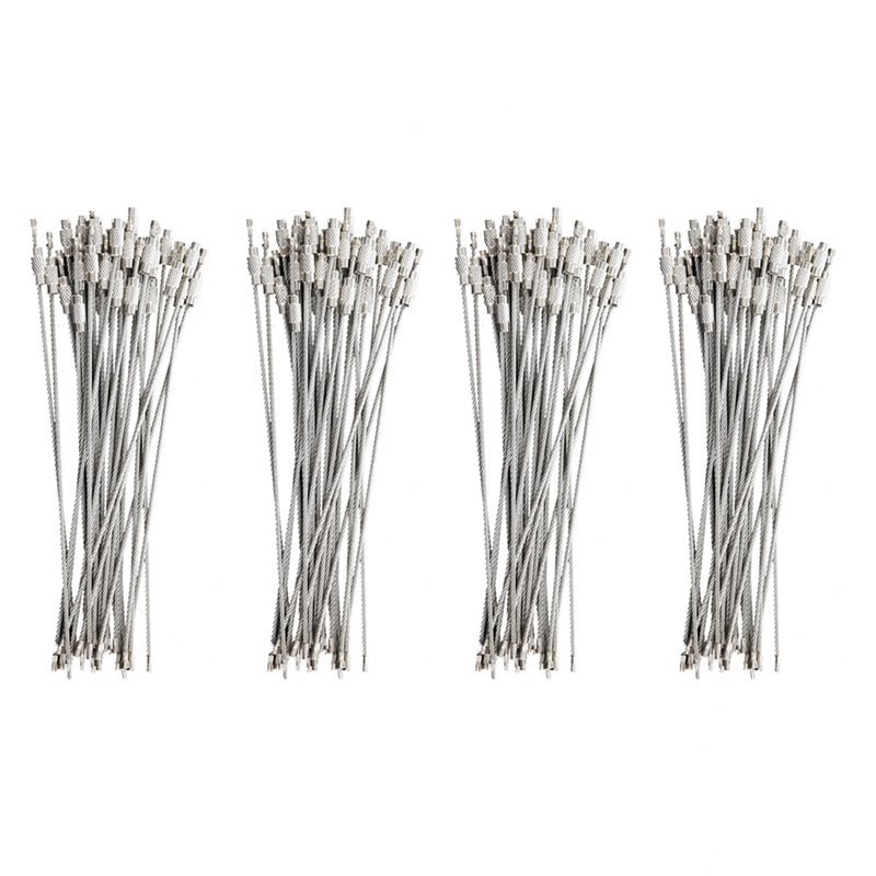 120Pcs Stainless Steel Screw Locking Wire Keychain Cable Key Rings Outdoor Accessory