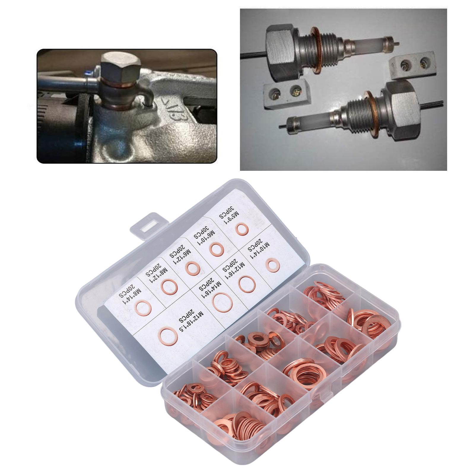 Nút xả dầu máy giặt 200 cái 9 loại tốt dẫn nhiệt dầu cắm Gasket M5-14 cho hội thảo