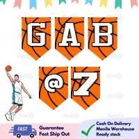 DIY Basketball party banner personalize happy birthday party needs letter name banner with free string customizable bunting for kids boys and girls birthday wall background backdrop party decoration