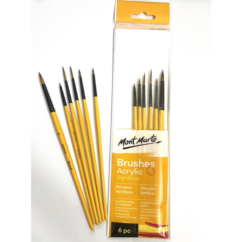 Bộ 6 cọ acrylic mont marte - gallery series brush set acrylic 6pce bmhs0008