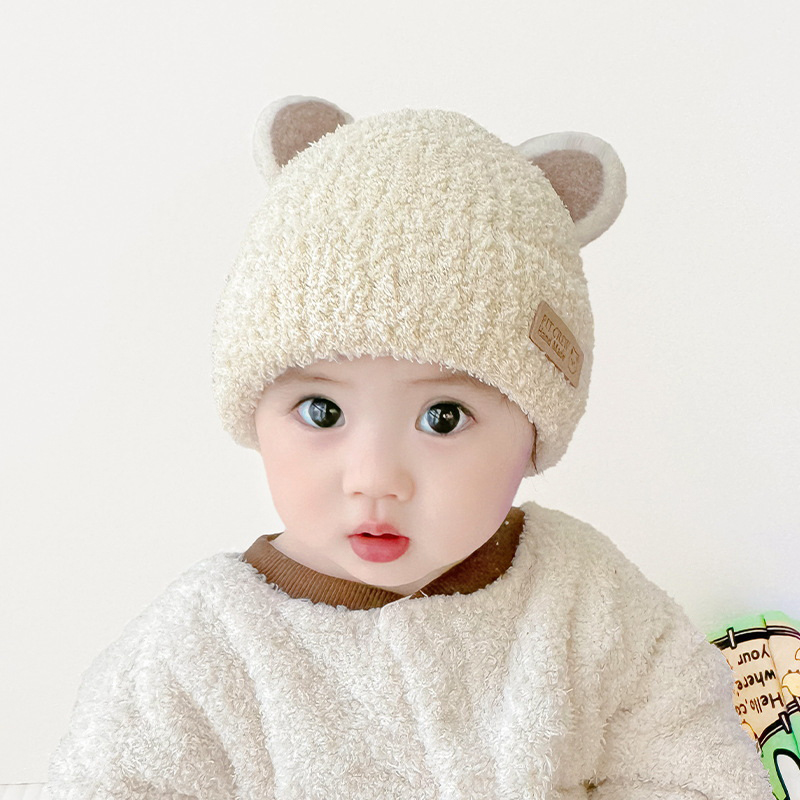 Dogbo Bé Cậu Bé Beanie Bảo Vệ Cổ Gấu Windproof Mùa Đông Trẻ Em Phim Hoạt Hình Hat Dệt Kim Ấm Áp Trẻ Em Cô Gái Earflap Mũ