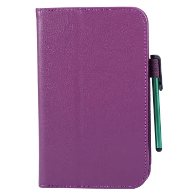 PU Leather Folio Case Cover For Samsung Galaxy Tab3 7" P3200 T210 Purple