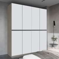 SB FURNITURE ตู้ผ้าขนาด 200ซม. รุ่น Wardrobe Plus สี Ivory Twist ตัดสีขาว(White Matte) OP-G+H