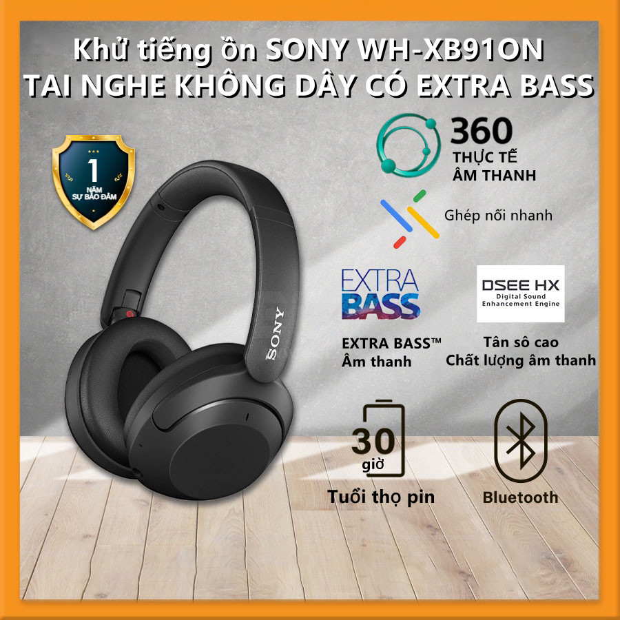 Tai nghe Bluetooth SONY WH-XB910N Tai nghe có micrô khử tiếng ồn không dây dành cho iOS/Android/PC Tai nghe chơi game dạng gập Tai nghe chụp tai qua tai Tai nghe Bluetooth Sony