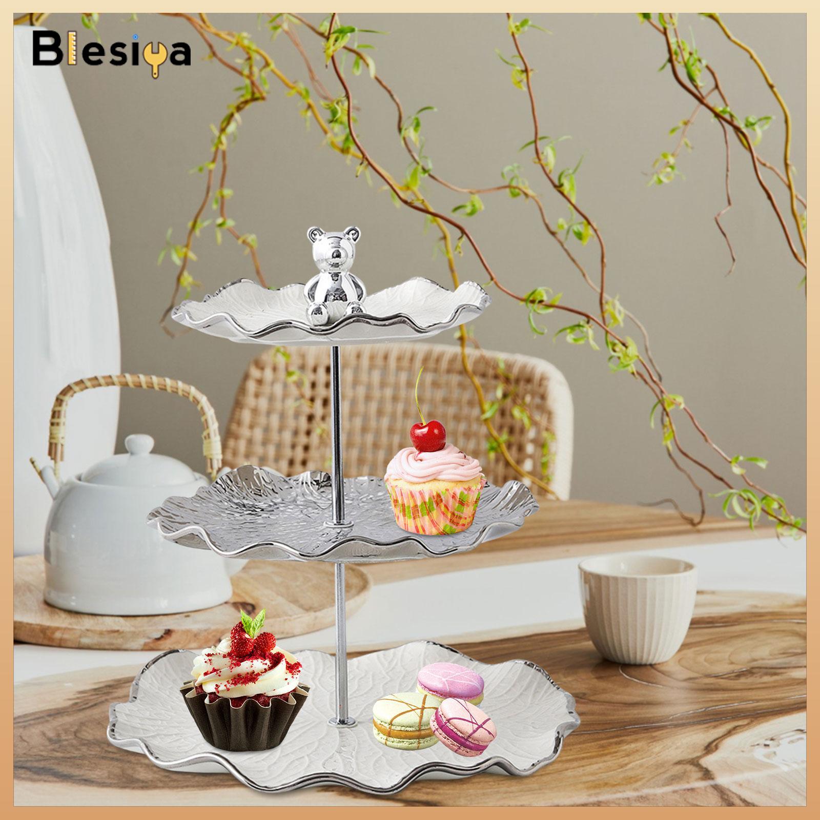 Blesiya Giá để đồ tráng miệng dập nổi món khai vị bàn dạng khay trung tâm sứ cupcake đứng để phục vụ món khai vị Macaron đồ ăn nhẹ trái cây