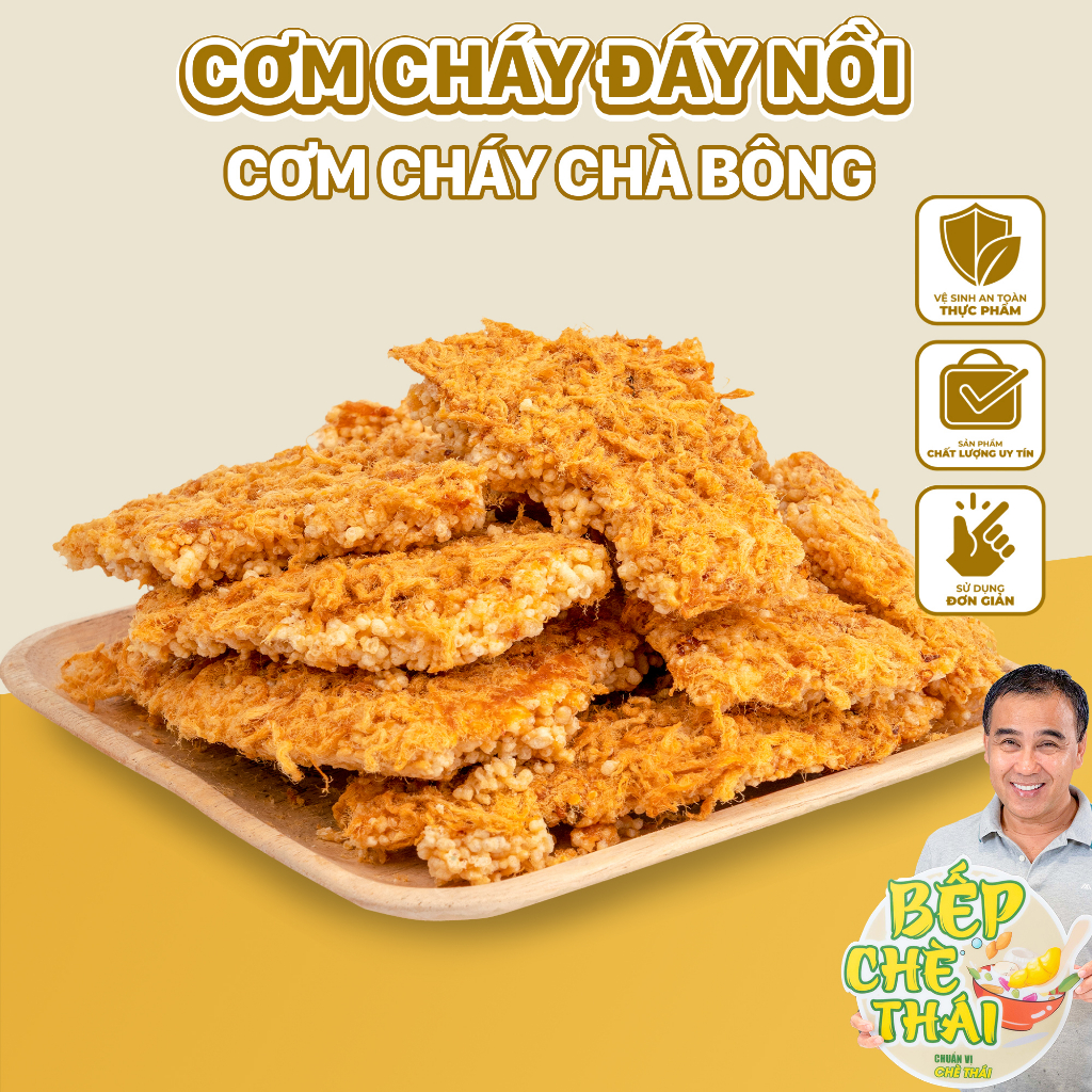 Cơm cháy chà bông - cơm cháy đáy nồi - túi 500gr - bếp chè thái