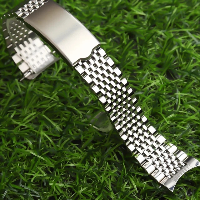 Cfgju Phụ kiện đồng hồ ban nhạc hạt gạo Dây đeo đồng hồ cho Omega Seamaster Watchband đầu cong Vòng 