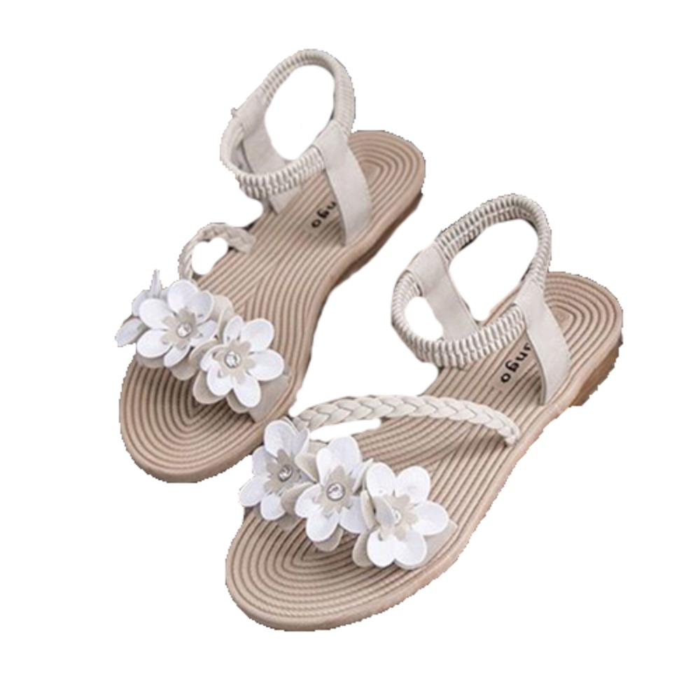ILOIQD Hở ngón Dép hoa nữ Da PU Chống trượt Dép xỏ ngón Thời trang Mùa hè Dép lê đi biển Nữ - 3