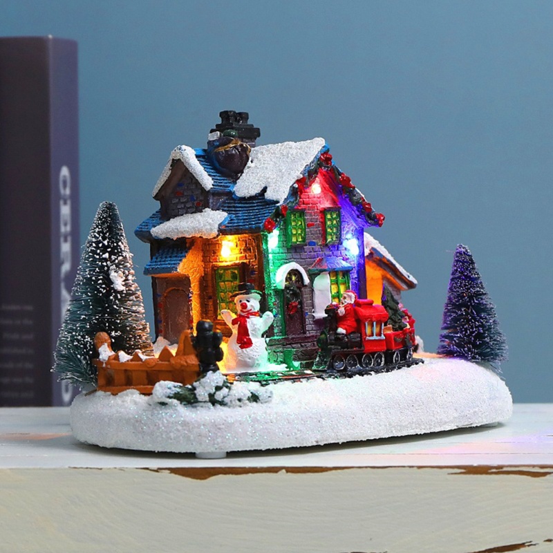 Product photo of LED Christmas Cottage Scene with Train and Snowman from its Lazada listing