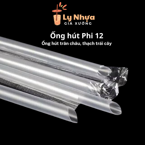 Bịch 500gr ống hút nhựa đen trắng phi 6, phi 8, phi 12 có màng bọc, ống hút trà sữa, trà trái cây