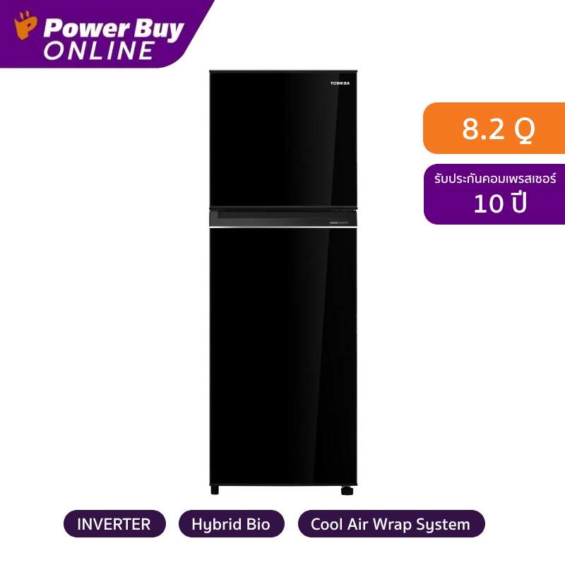 TOSHIBA ตู้เย็น 2 ประตู 8.2 คิว Inverter (สี Urban Black) รุ่น GR-A28KU(UK) ราคา 9,450 บาท*ส่งฟรี