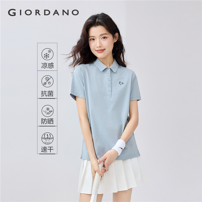 GIORDANO Women Polo Shirts Cool-Touch Embroidery Polo Shirts Short Sleeve Simple Summer Fashion Casual Polo Shirts 05315383 ราคา 619 บาท*ส่งฟรี