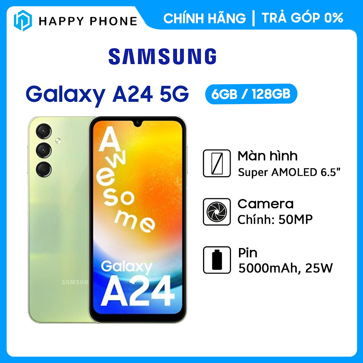 Điện thoại Samsung Galaxy A24  - Hàng chính hãng - ĐÃ KÍCH HOẠT BẢO HÀNH ĐIỆN TỬ