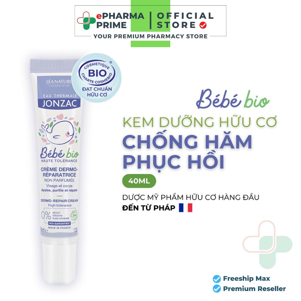 Kem Dưỡng Hữu Cơ Eau Thermale Jonzac Bébé Bio Dermo Repair Cream Chống Hăm Dành Cho Bé 40ml