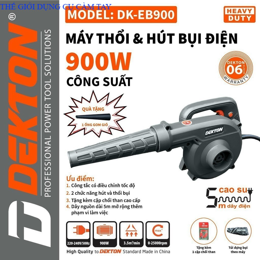 Máy Thổi Hút Bụi hút bụi Điện Dekton DK-EB900 Công Suất 900w Có Chỉnh Tốc Độ Lõi Đồng THẾ GIỚI DỤNG CỤ CẦM TAY GIÁ SĨ