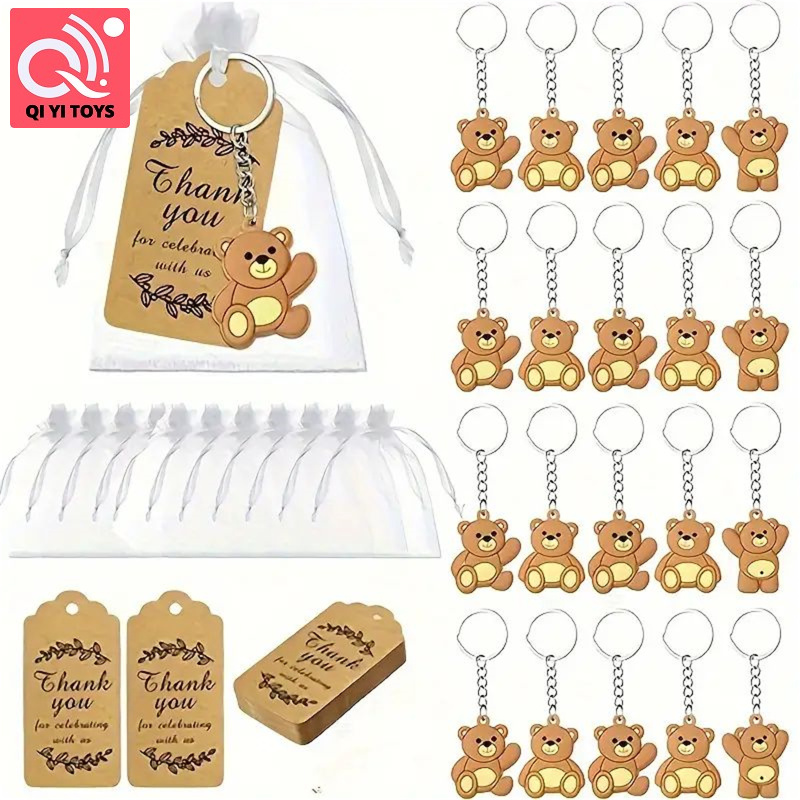 18 Bộ Dễ Thương Muông Thú trong rừng Keychains Dễ thương Gấu Keychains với Cảm ơn bạn thẻ giấy kraft túi organza Hoang Dã trang trí động vật Keychains cho vòi hoa sen trang trí tiệc sinh nhật