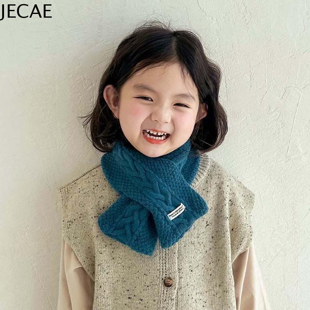 JECAE Màu sắc đồng nhất Khăn len trẻ em Hợp thời trang Đàn hồi Khăn quàng cổ dệt cho trẻ em Đa năng Dài Ống xả mùa đông Mùa thu