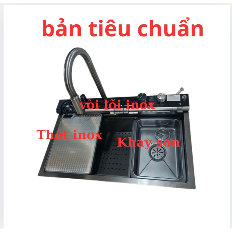 Chậu rửa bát 1 hố 7 phím bồn rửa chén bát đa chức năng victory
