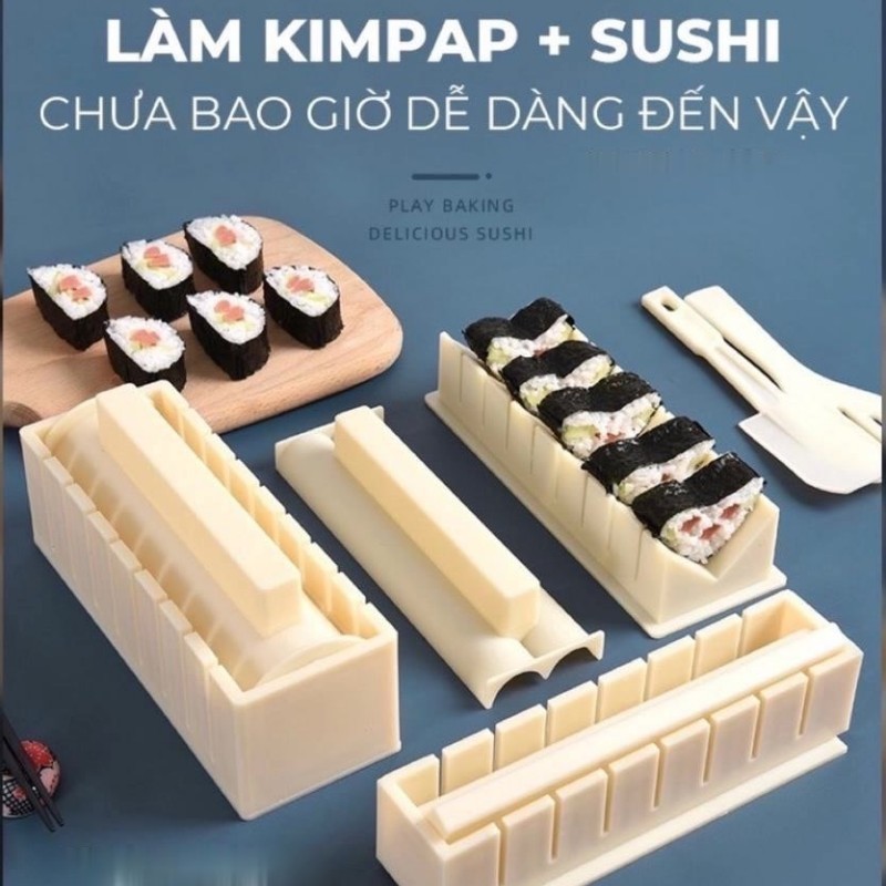 [HCM] Khuôn nhựa làm cơm cuộn sushi kimbap,hình tròn, hình vuông, trái tim-GL314