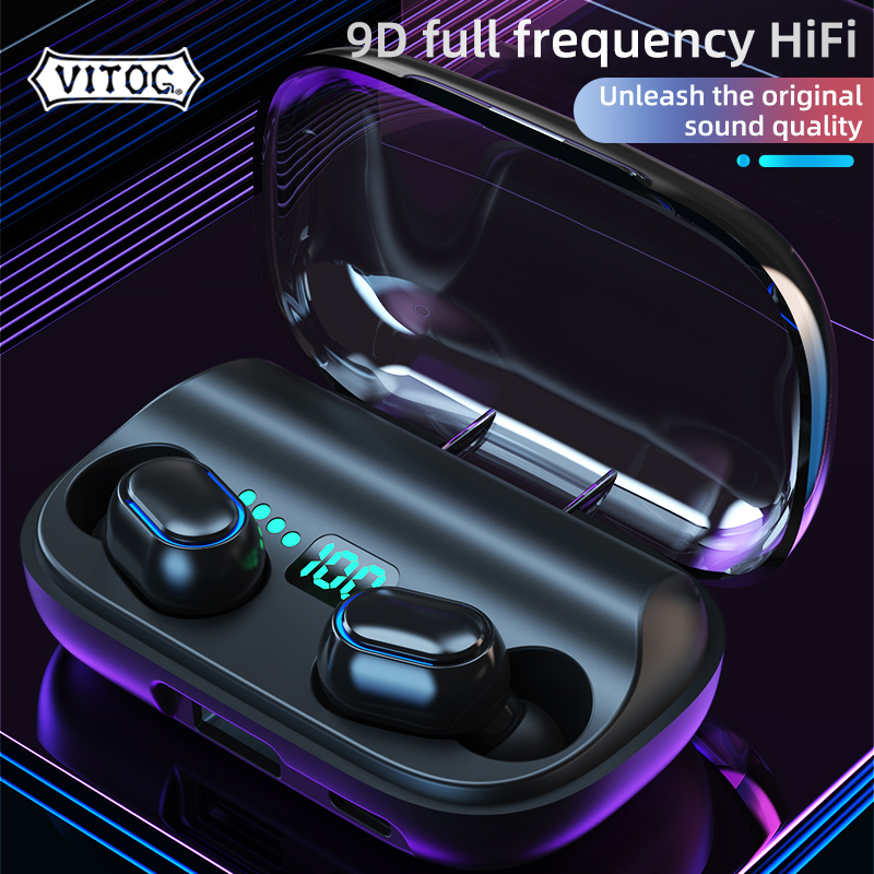 VITOG Wireless Bluetooth Earphone With Mic Digital Power Display Headsaet TWS5.3 Dual Ear In Ear Earbuds Sports Headphoes ราคา 159 บาท*ส่งฟรี