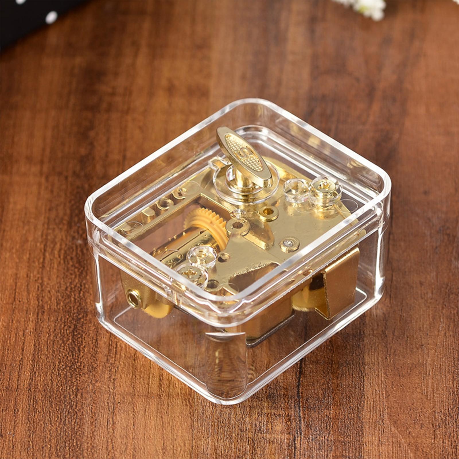 gamchiano Unique Music Box Acrylic Clear Mechanism with Gold Plating